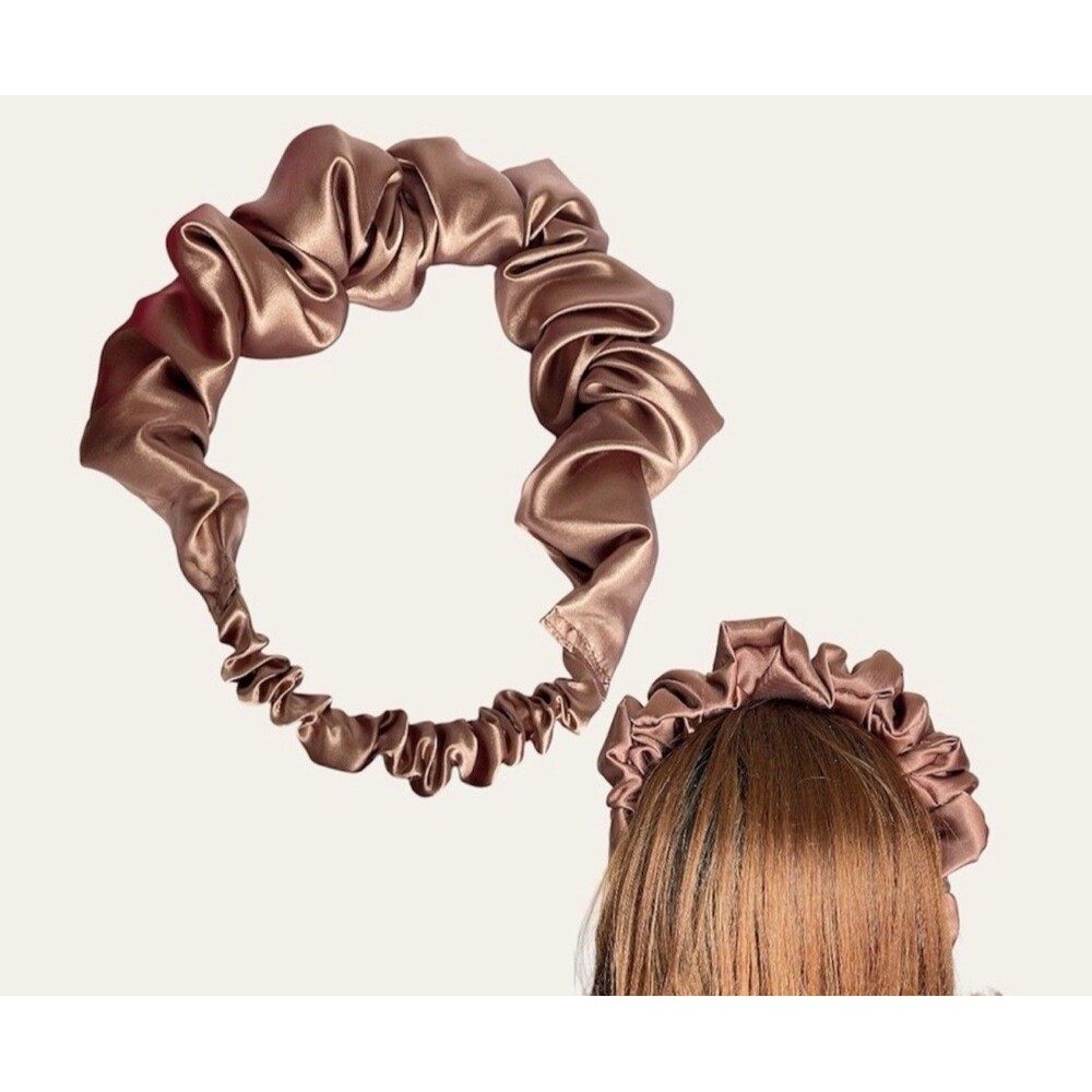 Handmade Satin Ruffle Headband Pink | Elegant Hair Accessory | Women Girls - Picture 3 of 8